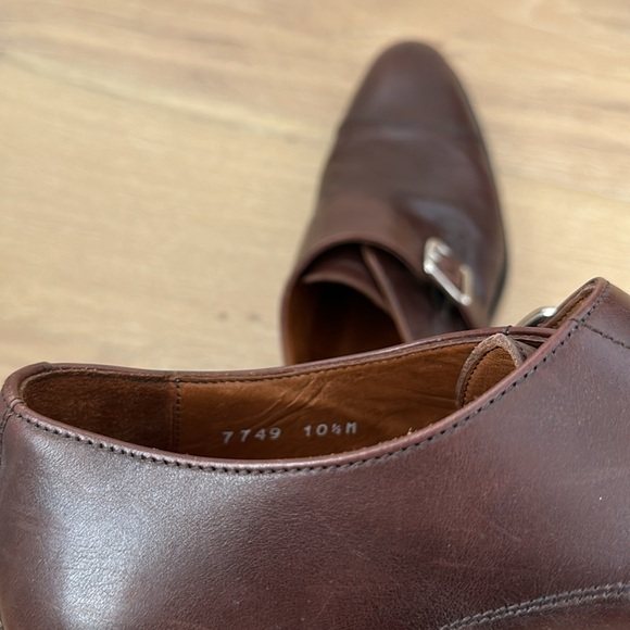 Massimo Matteo Leather Monk Strap Single Buckle Dress Shoes Brown Mens Size 10.5 - Picture 8 of 9